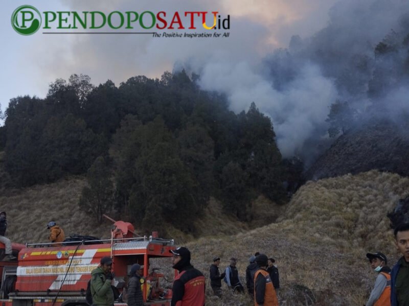 Personel gabungan TNI, Polri dan Polhut KPH Tumpang masih melakukan pemantauan dan siaga di wilayah Jemplang (Foto: dik/Hms pendoposatu.id)