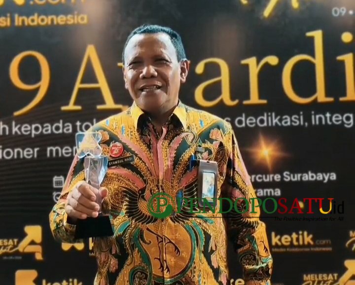 H.Syamsul Hadi, S.Sos., M.M selaku Dirut Perumda Tirta Kanjuruhan, terima penghargaan sebagai CEO BUMD Terinovatif (Foto: bgs pendoposatu.id)