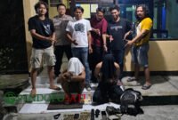 Tim gabungan Polsek Tegaldlimo dan Polresta Banyuwangi saat mengamankan dua terduga pelaku perburuan liar di TNAP (Foto: Boby pendoposatu.id)