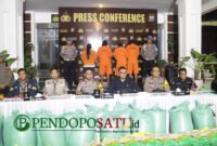 Polres Pasuruan saat press conference kasus pengemasan ulang beras SPHP (Foto: Abdullah pendoposatu.id)