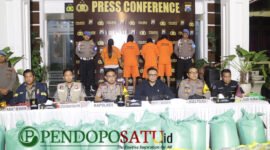 Polres Pasuruan saat press conference kasus pengemasan ulang beras SPHP (Foto: Abdullah pendoposatu.id)